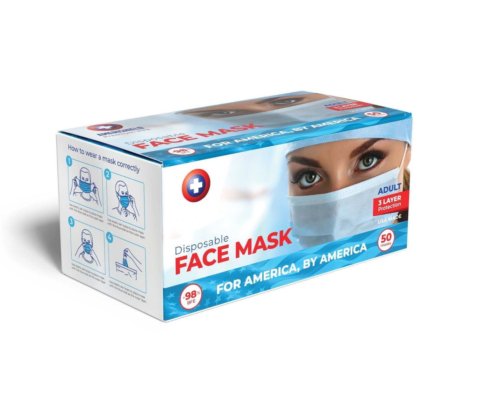 American Made Face Masks (Box of 50) - Made in the USA